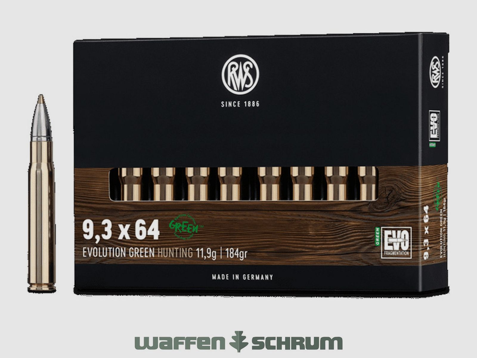 RWS Evo Green 11,9g - 184gr 9,3x64