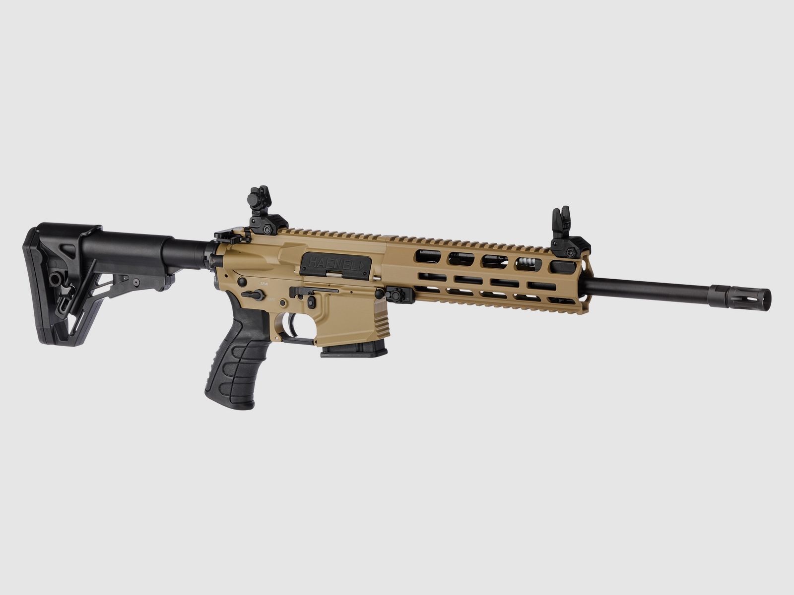 Haenel CR 223 M-LOK Handschutz Lauflänge 368 mm | Matchabzug | Handschutz kurz | Sandfarben | nicht sportlich zugelassen, Kal. .223 Rem.