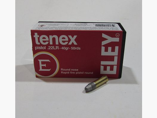 Box mit 50 Patronen Kal. 22lr Eley Tenex Pistol Rundkopf 40 Grain