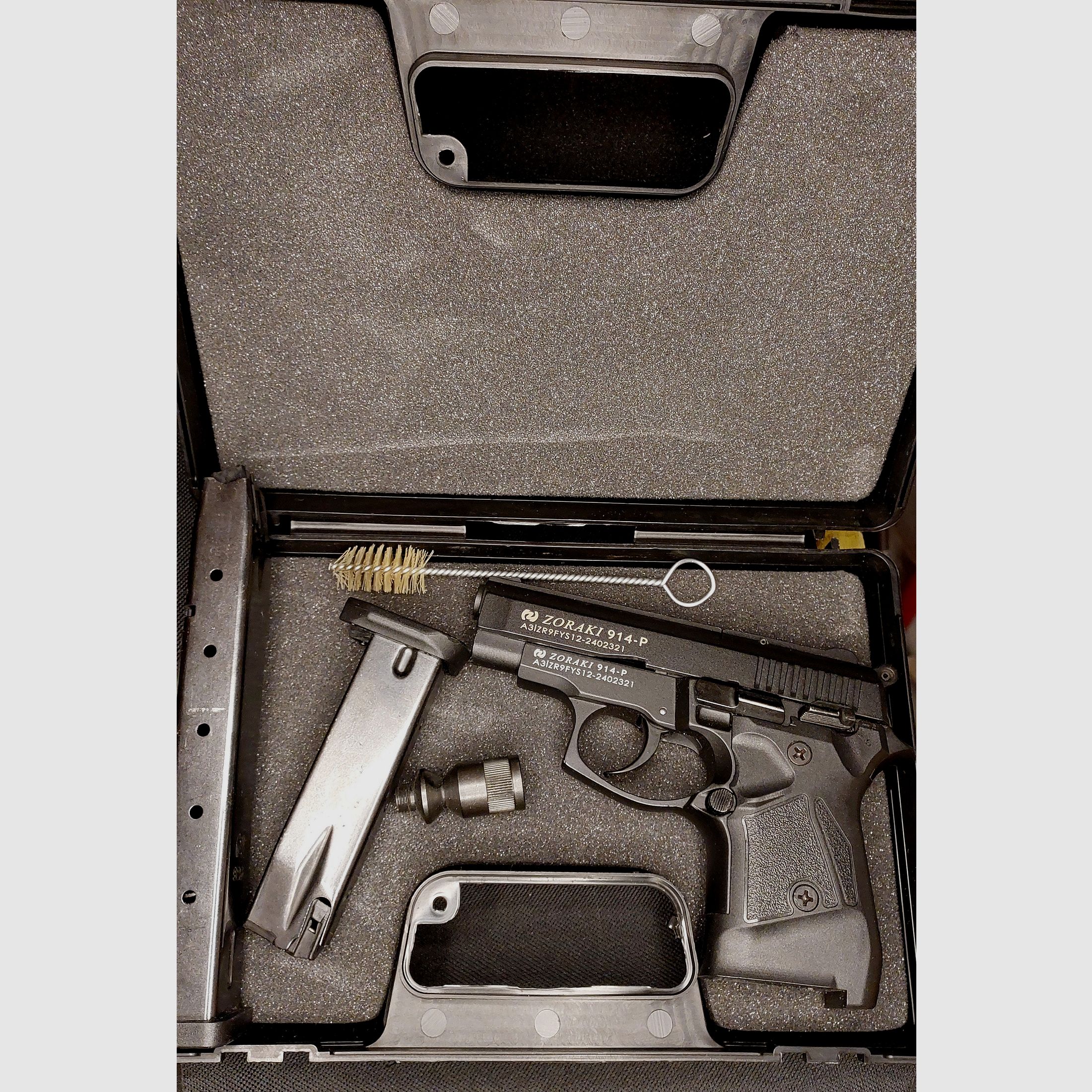 Zoraki 914-P TR-2024 pavonado pistola de fogueo 9mm P.A.K. PTB (1070) Z 914 con cargador adicional de 25 disparos