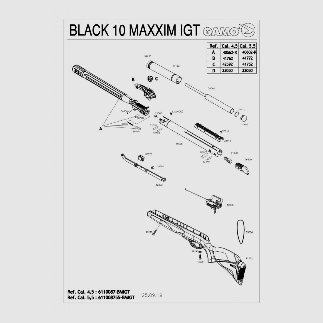 37110 - Pièce de maintien KIT IGT GAMO Black 10x Maxxim IGT 29J 4.5 mm, image 1 sur 2