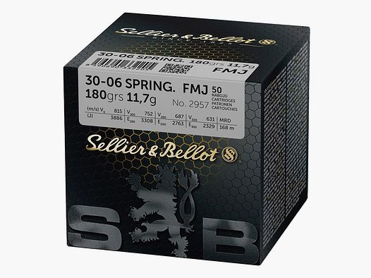 Munitions Sellier & Bellot cal. 30-06 180 grains FMJ (boite de 50)