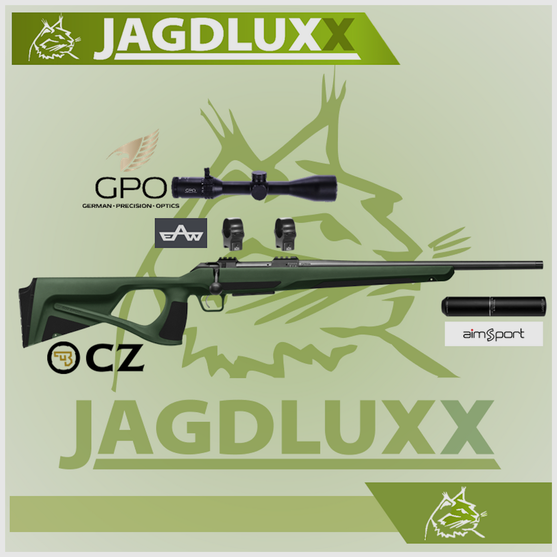 CZ 600+ Ergo repeating rifle with GPO Spectra 6x + silencer