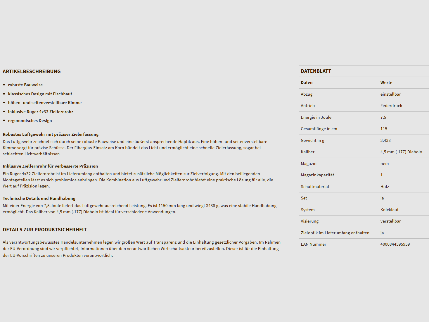 Luftgewehr Ruger Airscout Rancher