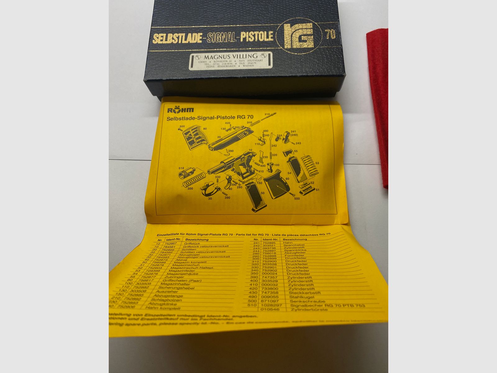 Rhöm RG 70 blank firing gun original packaging instructions