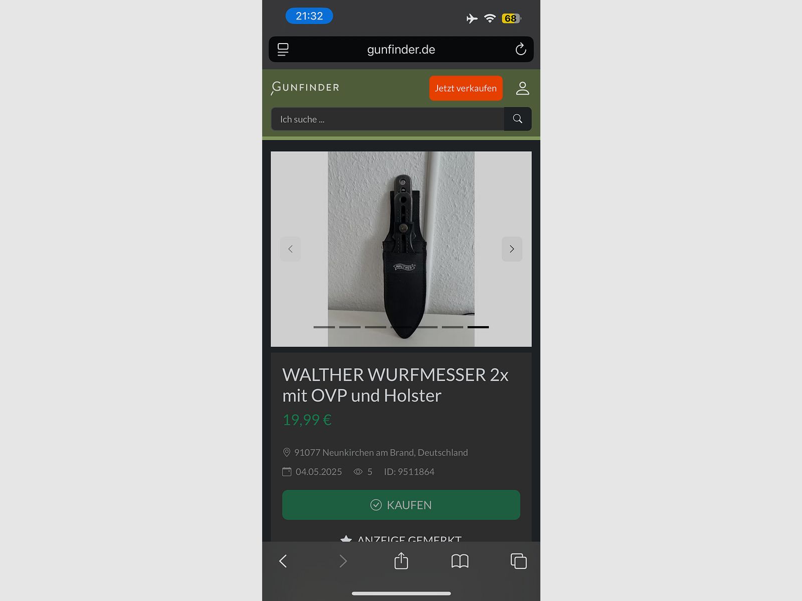 Wurfmesser WALTHER 2x mit Holster