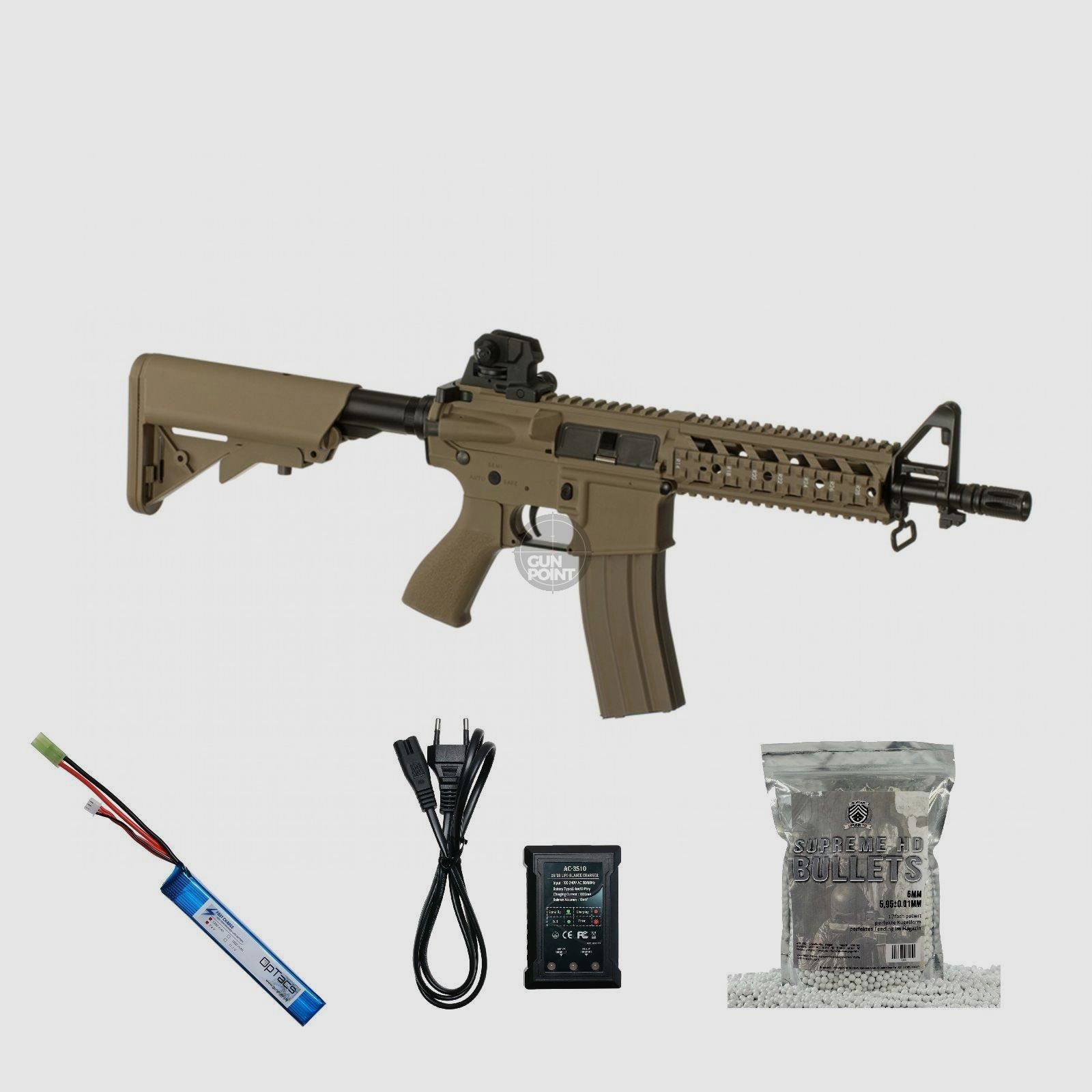 SET !!! Airsoft - Geweer - G & G M4 CM16 Raider - vanaf 14, onder 0,5 Joule Desert
