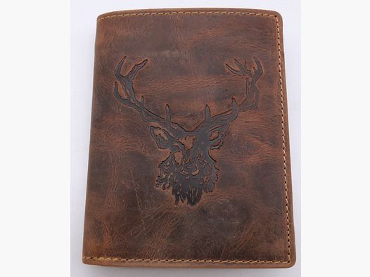 Greenburry Leder Geldbörse braun Vintage Animal Collection Hirschkopf Royal Stag 1701-RS-25