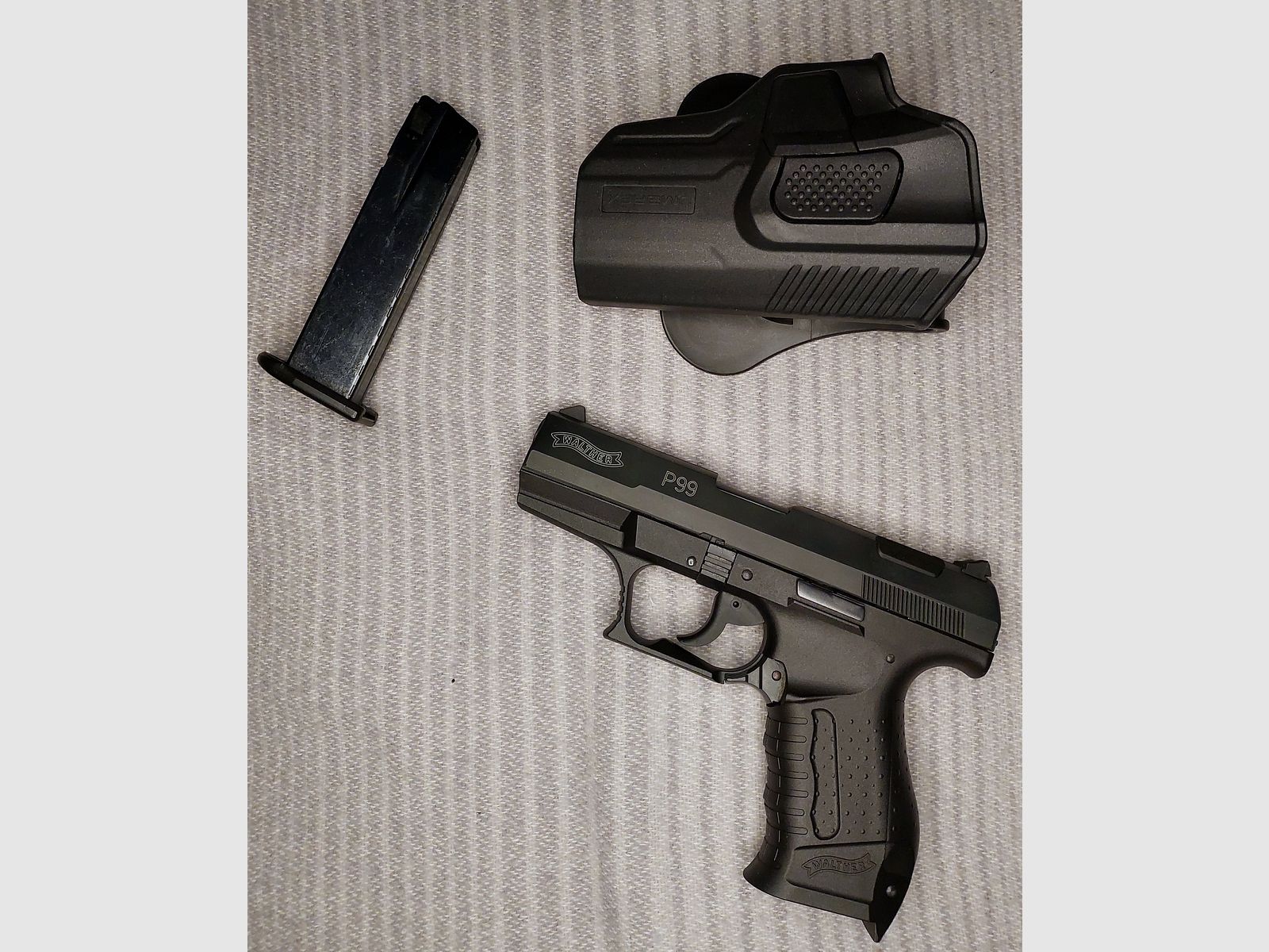 Walther P99 Schreckschuss Pistole 9mm P.A.K. (PTB 637) mit Tactical Holster - P 99