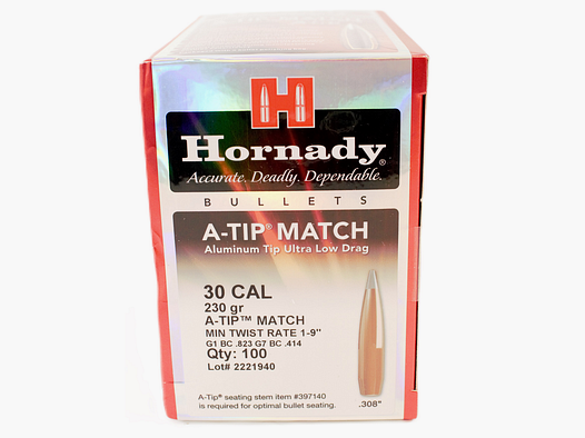 Hornady Geschosse .30 230gr A-Tip Match (100 Stück)