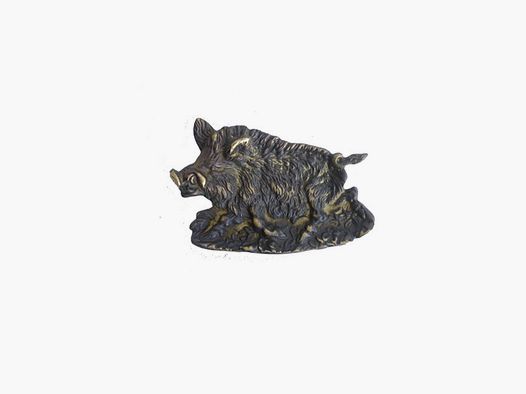 Piccola statua in bronzo Lovergreen motivo cinghiale portacenere