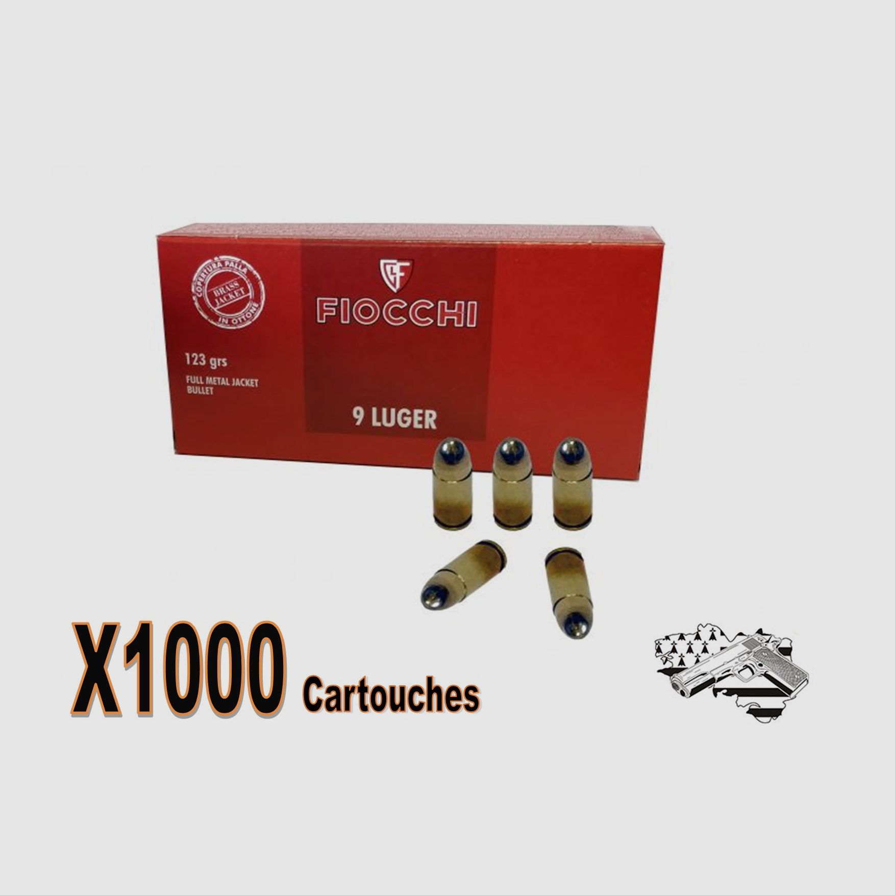 Fiocchi kal. 9×19 FMJ 124 grs per 1000
