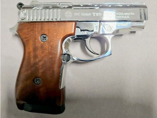 Zoraki 914-P 2024 pistola a salve 9mm P.A.K. cromata incisa effetto legno (PTB 1070) - 914 come nuova!