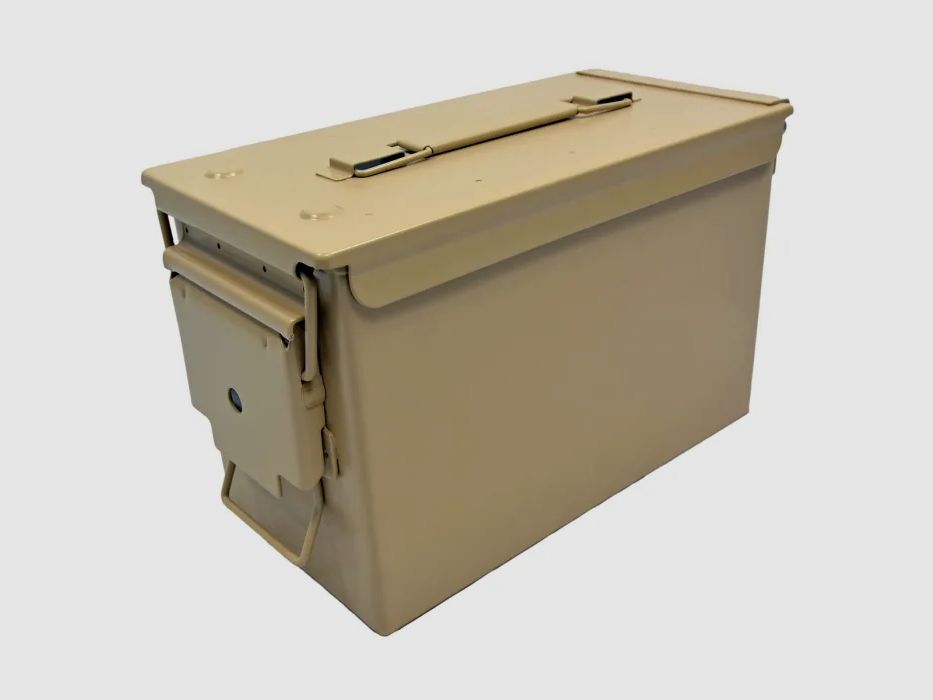 NATO / US caisse de munitions, Gr. 2 (Cal.50), métal, jaune sable, sans impression, neuf