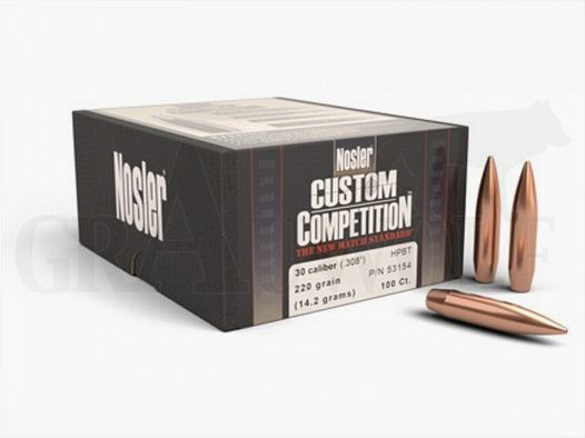 .308 / 7,62 mm 220 gr / 14,3 g Nosler Nosler HPBT Custom Competition Match Balas 100 Piezas