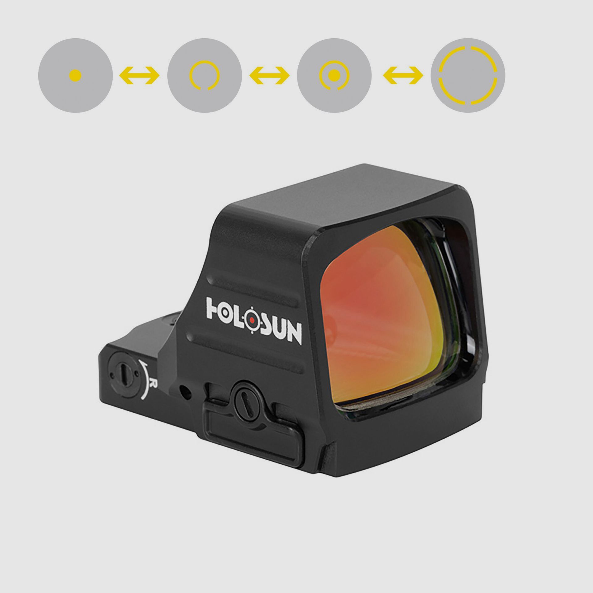 Holosun Reflexvisier HS507COMP-GD mit goldenem CRS Wechselabsehen: 2MOA Dot mit 8 / 20 / 32MOA Circledot und 8 / 20 / 32MOA Circle, Bild 1 von 9