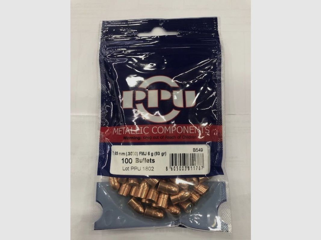 PPU BALAS 7,65 GR 93 FMJRN QT100, imagen 1 de 2
