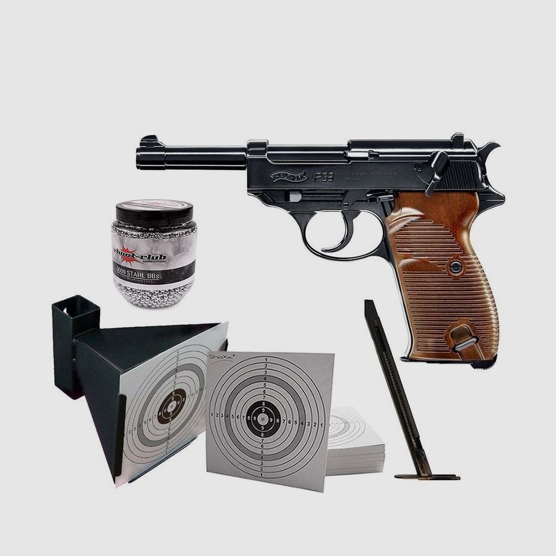 Walther P38 CO2 Pistole 4,5 mm Stahl BBs im Spar-Set