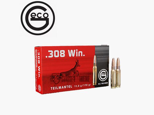 20 cartucce GECO Demi Blindée cal. 308 Win 170gr TM