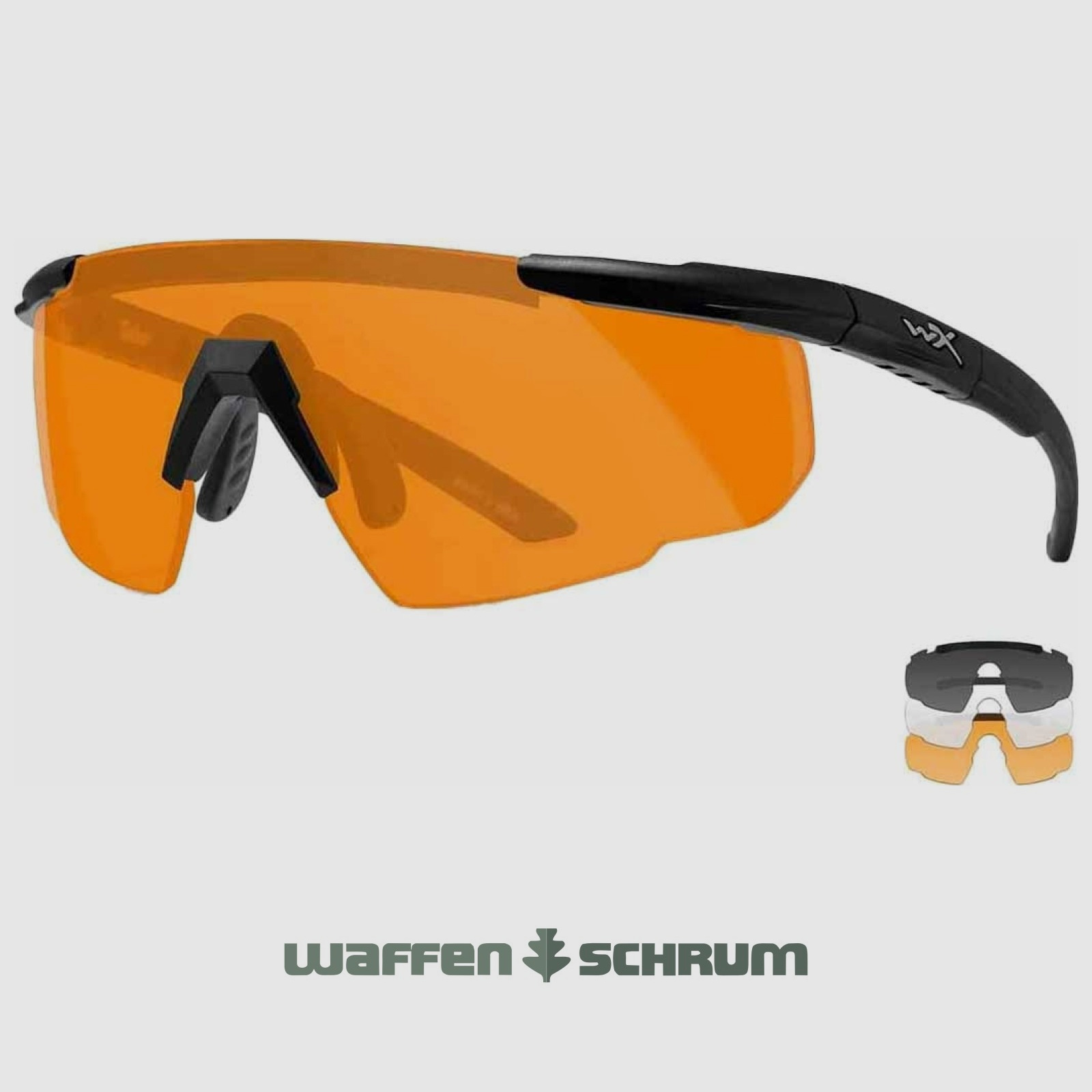 Wiley X shooting glasses Saber Advanced Set lenses: gray, clear, bright orange, frame: matte black