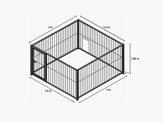 Hundezwinger rechteckig 1,50 x 2 m mit Öffnung 1,50 m