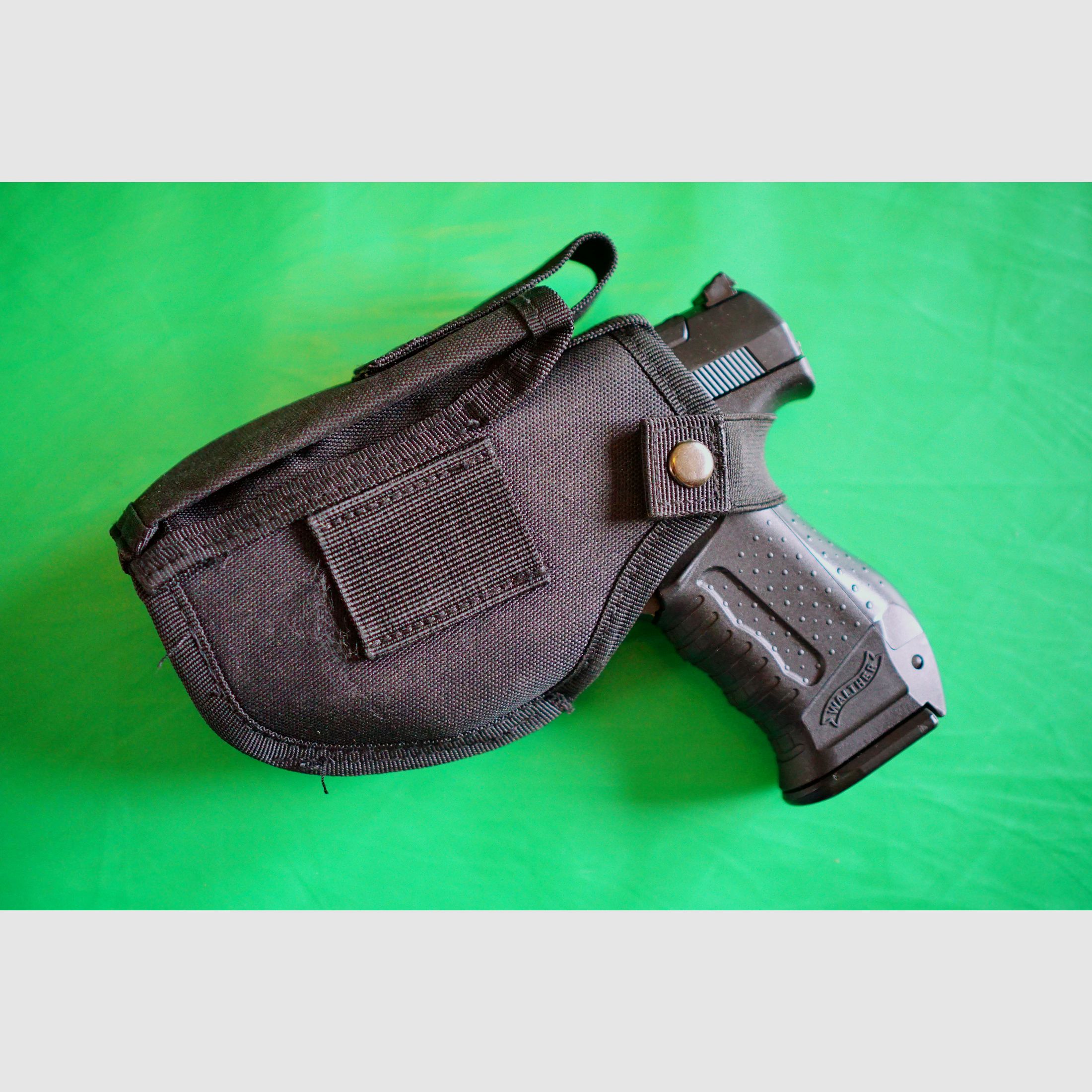 Walther P99 blank firing pistol 9mm P.A.K. (PTB 637) with holster - P 99 with EXTRA deep barrel block