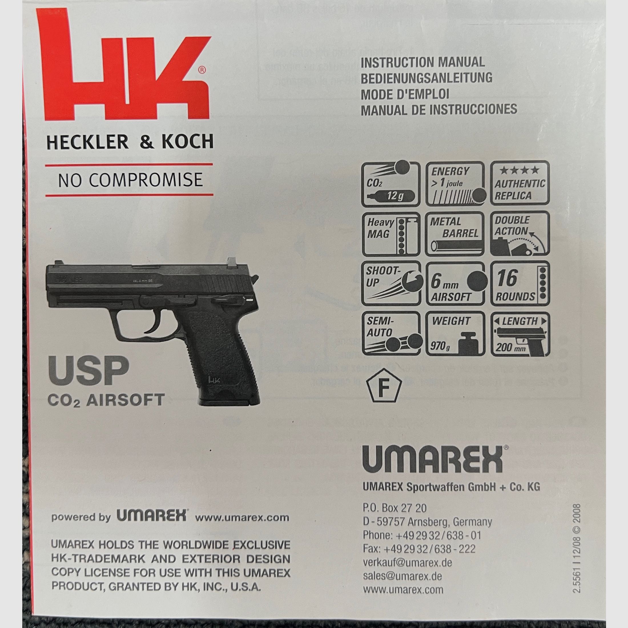 Heckler § Koch USP Co2 NBB Pistolet Softair Umarex
