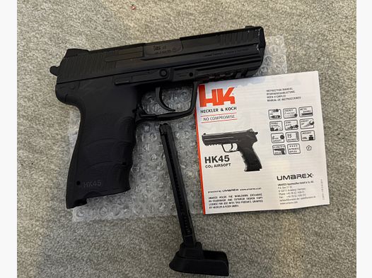 Umarex Heckler & Koch HK45 mit Metallschlitten und starkem CO2 NBB (NonBlowBack) System