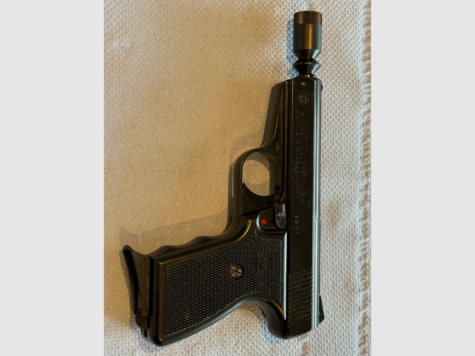 SM Rhöner SM 80 – Klassische Schreckschusspistole im Kaliber 8mm P.A.K. (PTB 267, Beschuss KC 1992)