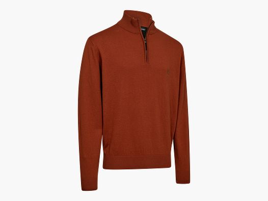 Deerhunter Harrington 1/2-Zip Pull en Tricot Homme Oak Rust Melange S