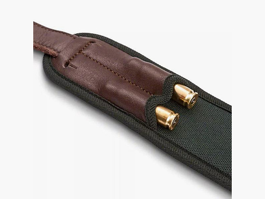 BLASER Gewehrriemen Extra breit: Neopren/Leder grün/braun m. 2 Patronenhalter
