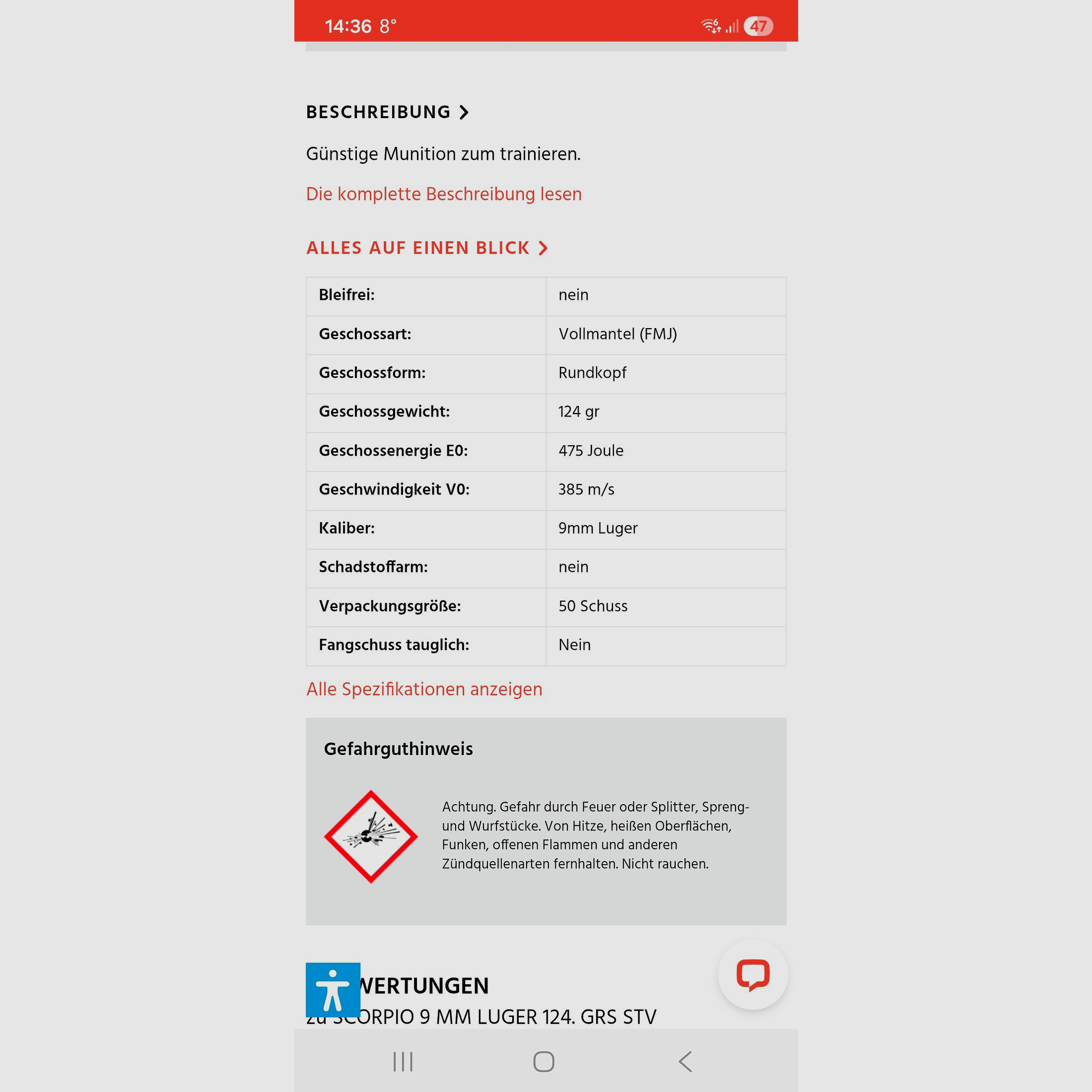 9mm Scorpio proiettili a punta piena 124gr. 23×50pz. (1150 pz)