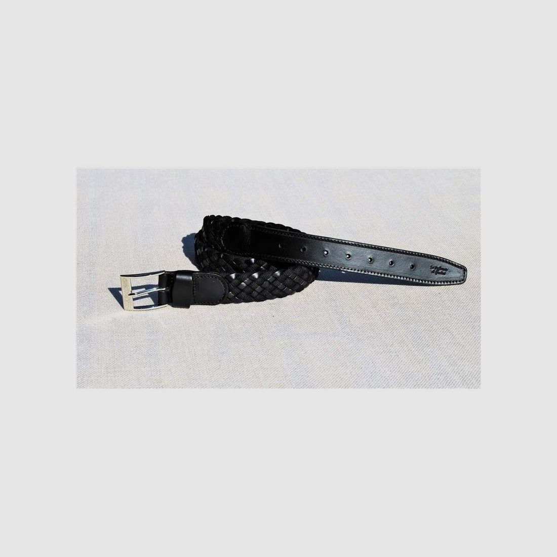 Belt made of leather and woven cotton, image 3 of 4