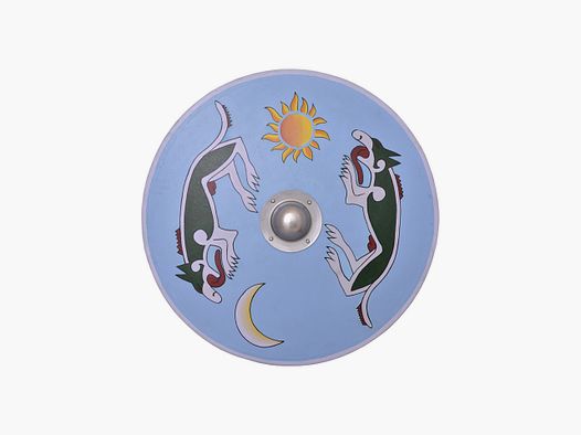 Viking round shield with Mánagarm and Sköll