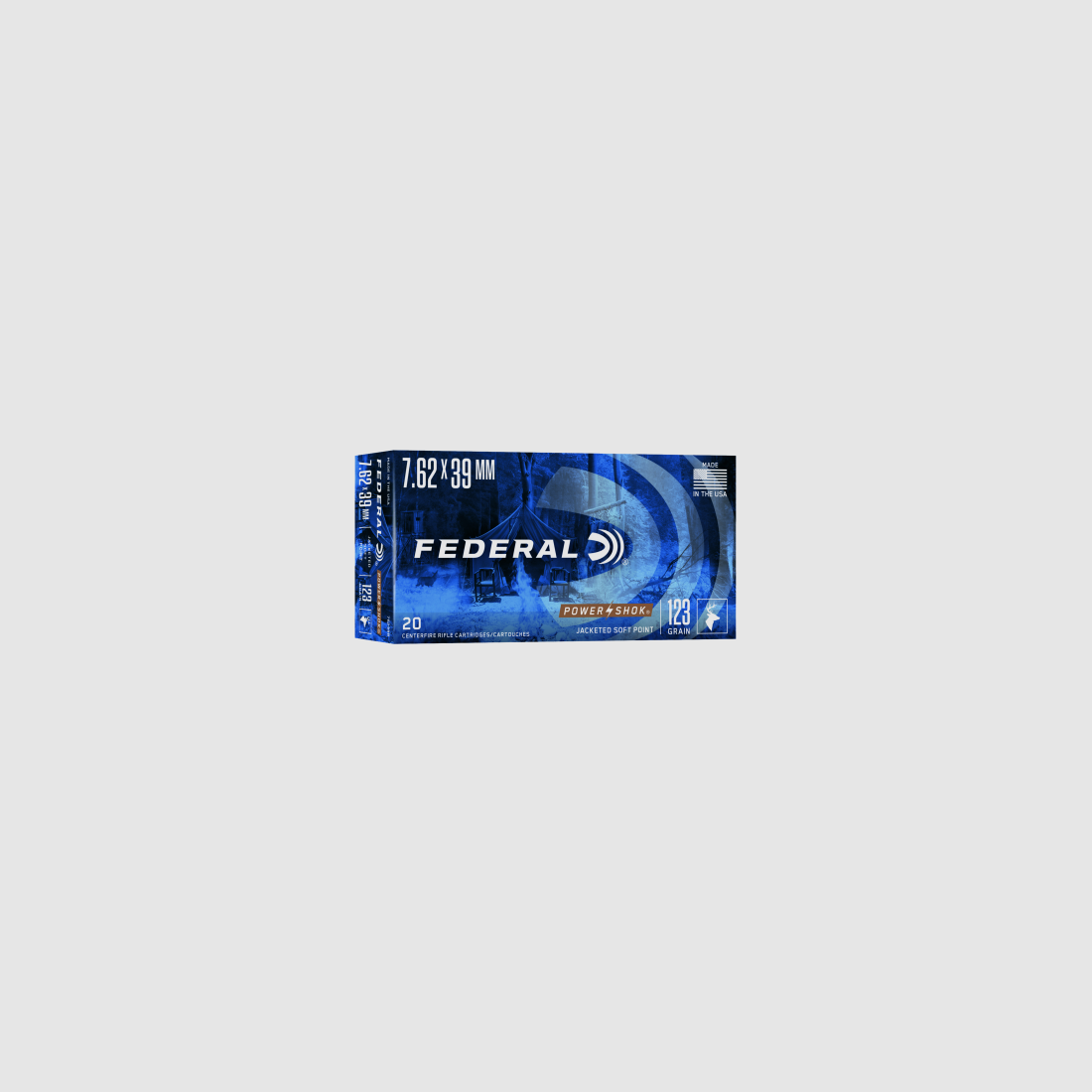 Federal Büchsenmunition 7,62 x 39 8 g / 123 gr Jacketed Soft Point Power Shok