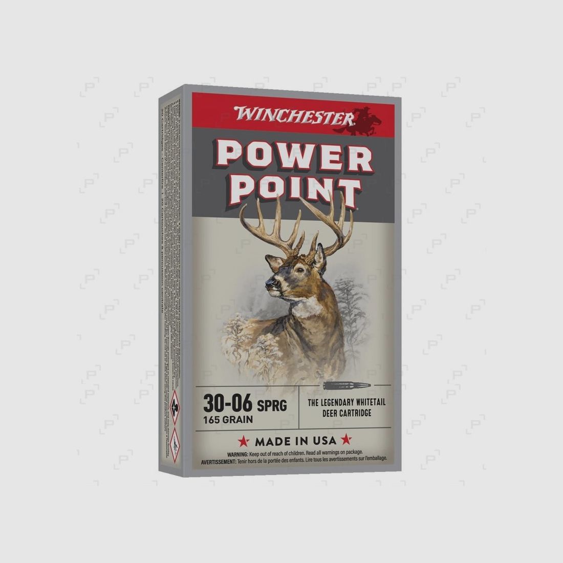Box of 20 cartridges for big game WINCHESTER POWER POINT Caliber .30-06 - 165 GR