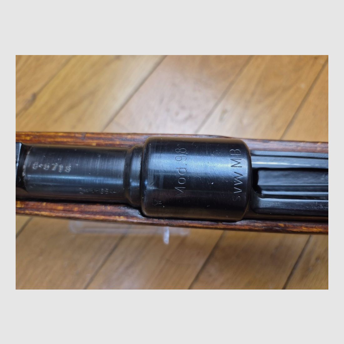 Selten und sehr schön K98 – Seltene Herstellung Mauser Kriegsmodell Besatzung Frankreich Oberndorf für Indochina – Seltenes Code SVW MB – Original Brünierung – Mono-Seriennummer – TBE ++, Bild 26 von 40