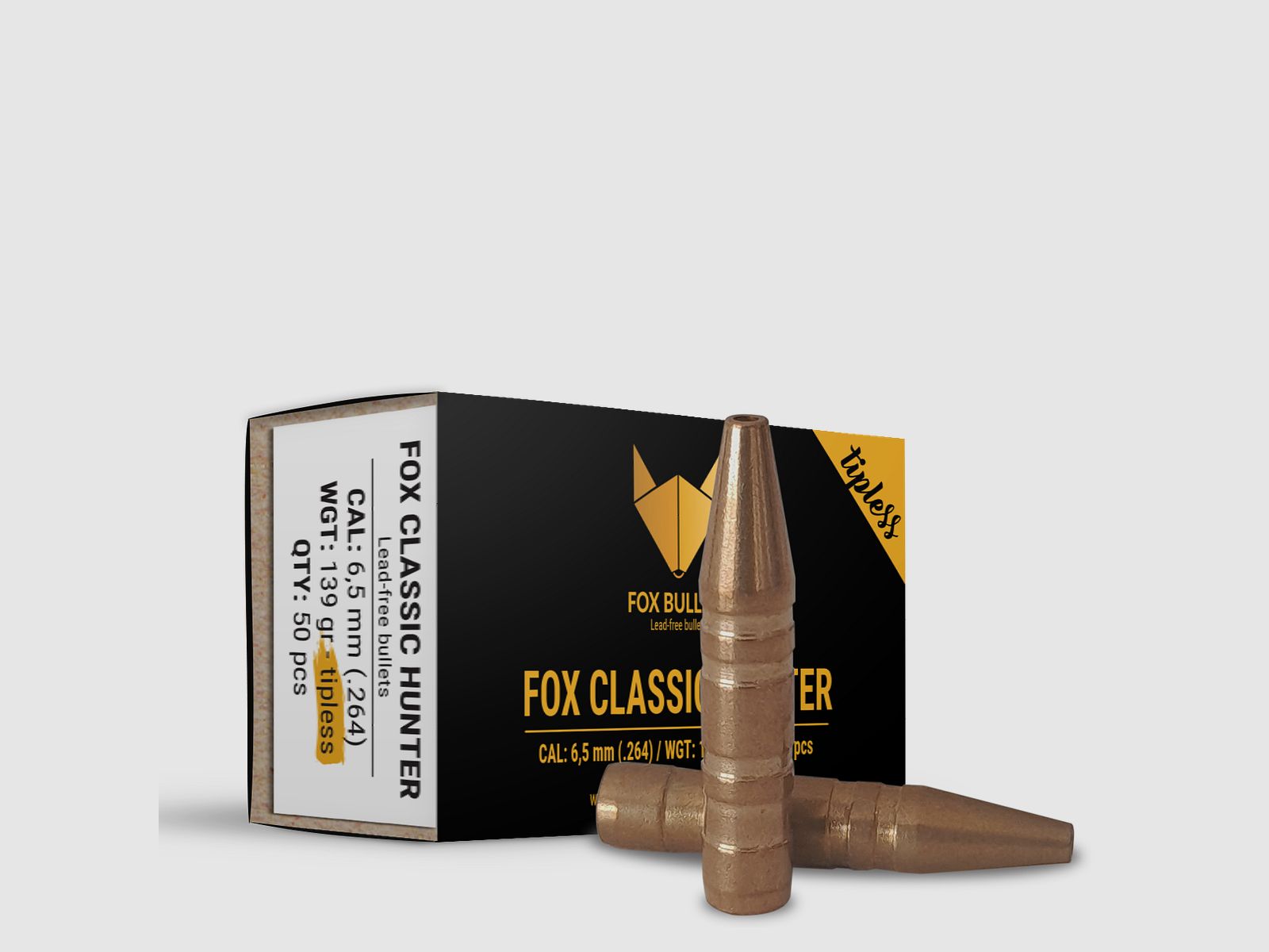 Fox Bullets Classic Hunter Tipless .264 9,0 g / 139 gr balles sans plomb – 50 pièces