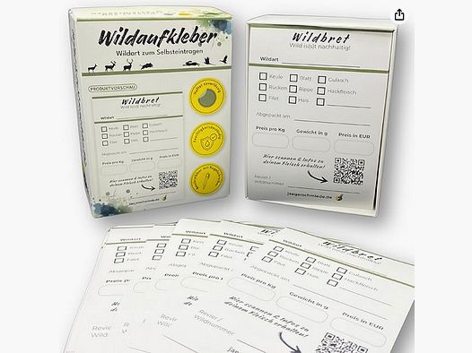 Jägerschmiede Wildaufkleber | 100 Stück | Format A7, 105 x 74 mm