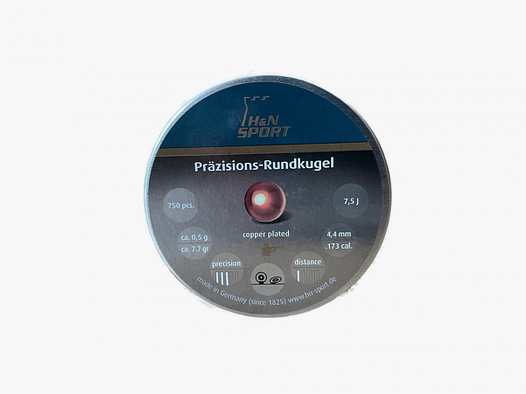 H&N PRECISION ROUND BALLS - 4.4MM - 750 PIECES - COPPER-PLATED