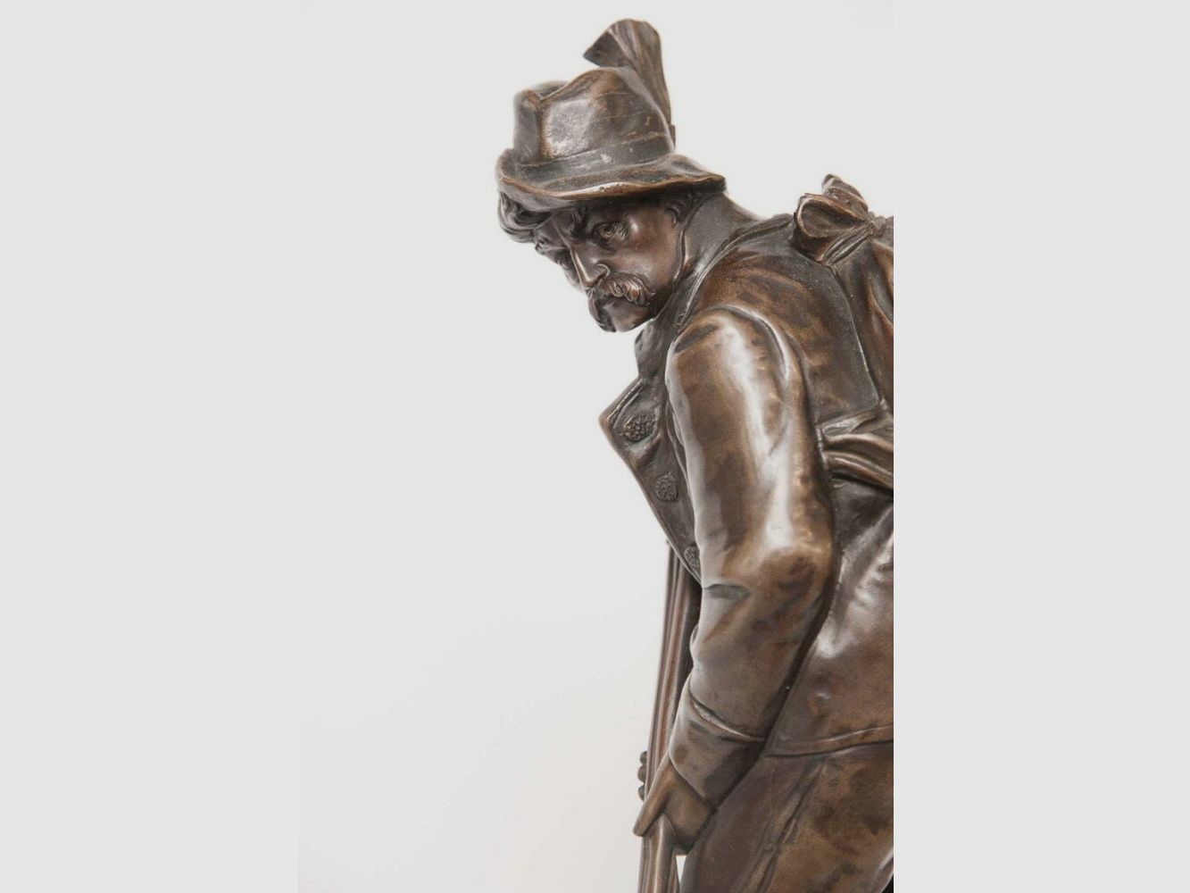 Oskar Hertel bronze casting hunter sculpture