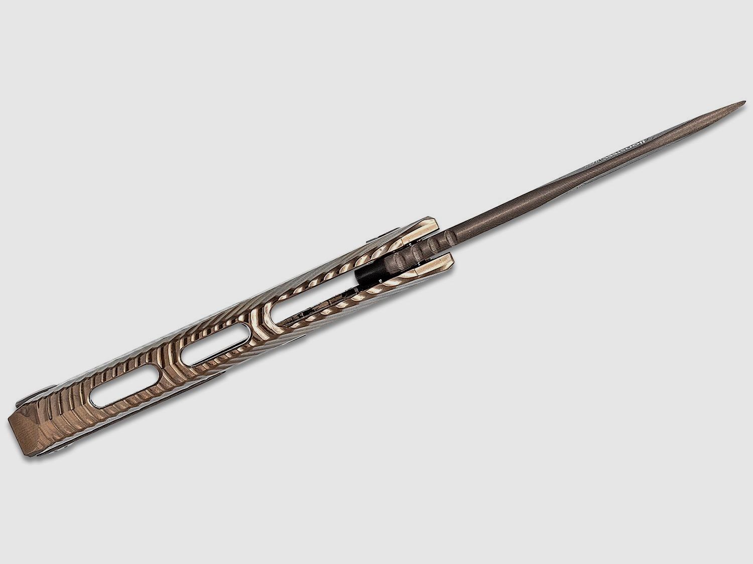 ROK DD GL, Nichols Scrambled Damascus-Klinge, Griff aus goldfarbenem Titan | 97320