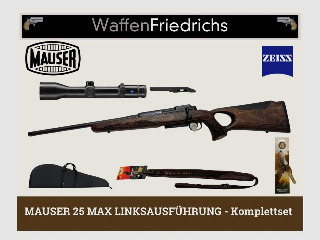 MAUSER 25 Max LINKSAUSFÜHRUNG Zeiss HT - Komplettset - Waffen Friedrichs