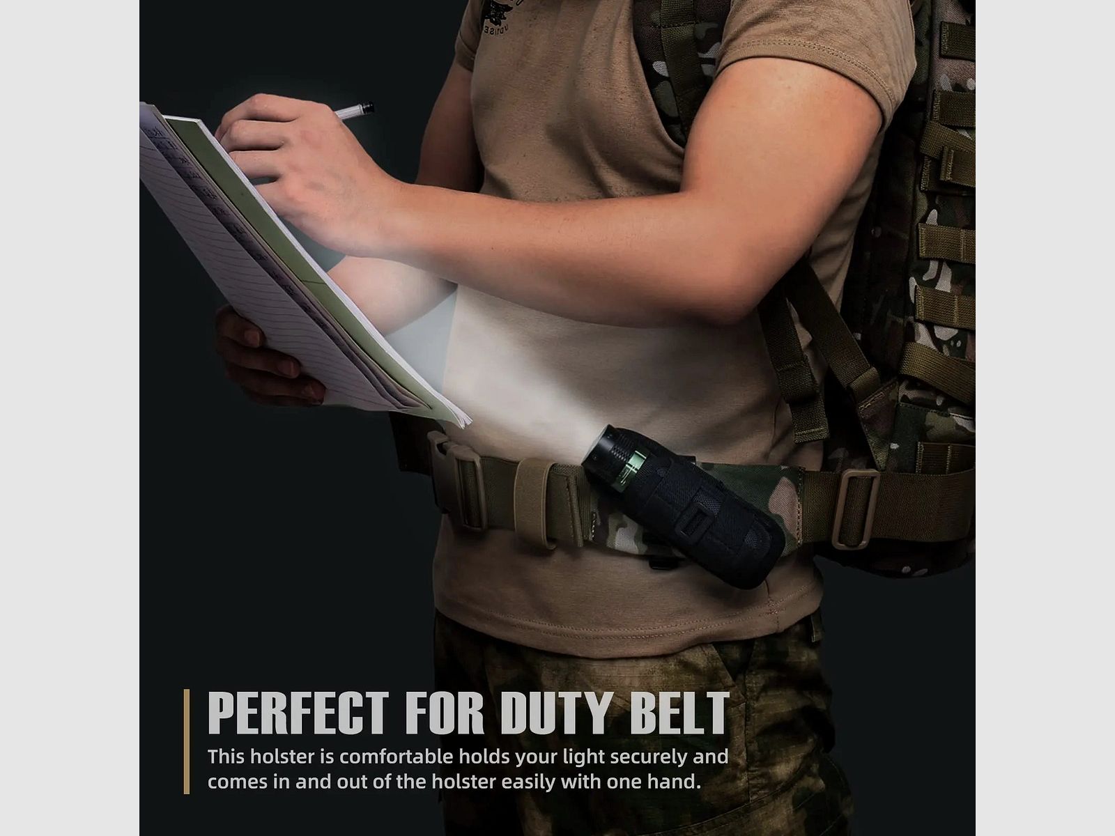 Taktisches Taschenlampen-Holster – 360° drehbar, MOLLE-kompatibel & universell einsetzbar