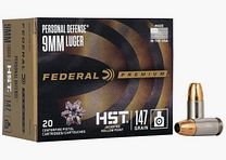 Federal Premium Personal Defense HST 9mm Luger 147GR JHP 20 cartridges