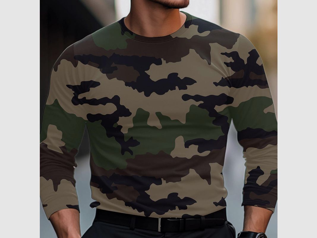 Herren Langarmshirt Camo CE - 100% gekämmte Baumwolle