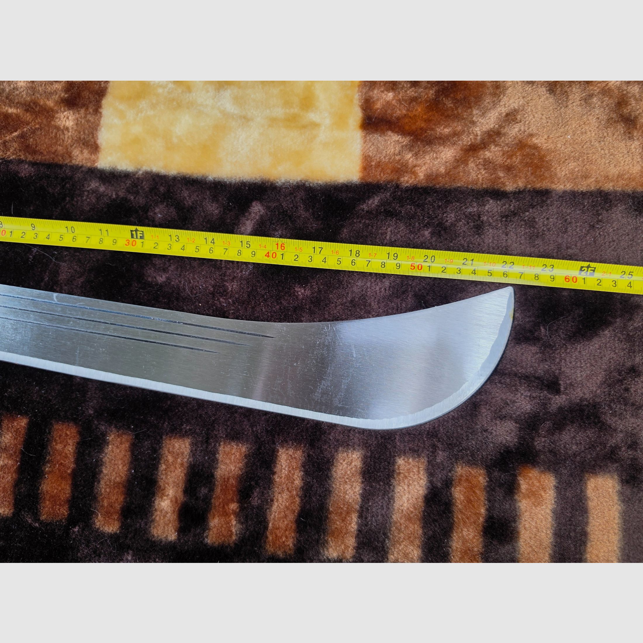 Machete grande / cuchillo de monte con empuñadura de madera clara (longitud total aprox. 50 cm), imagen 6 de 7