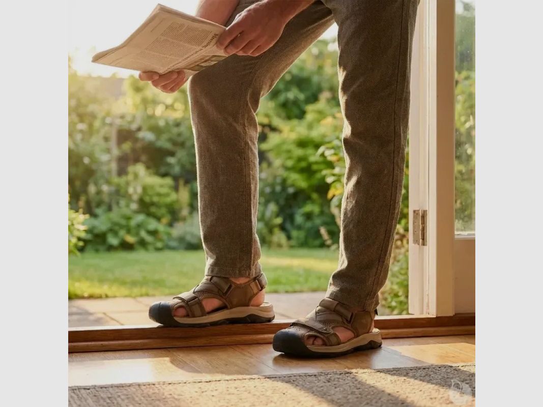 Geschlossene Sandalen für Herren aus braunem Synthetik - Komfort und urbaner Stil, Bild 7 von 9