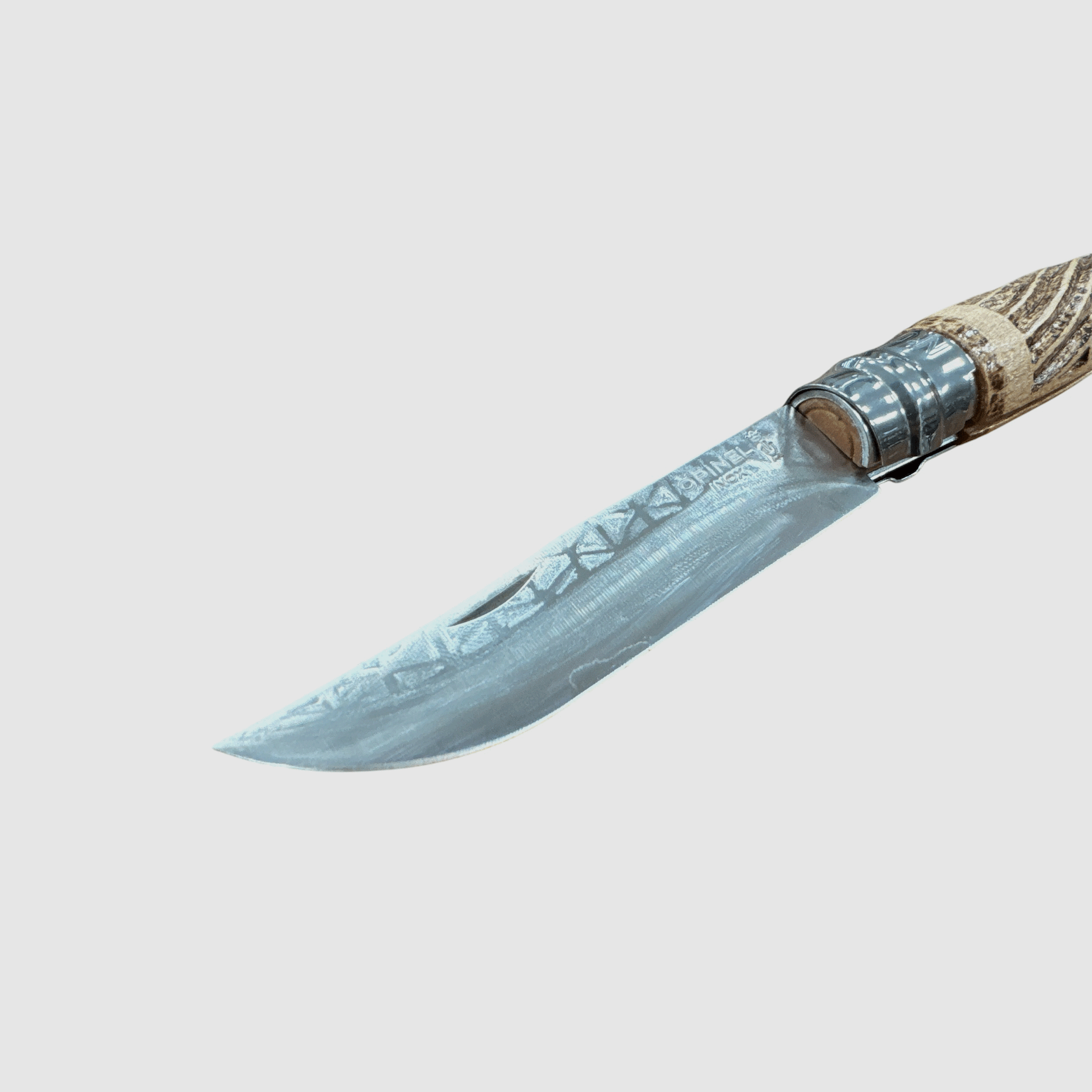 KNIFE – OPINEL – N.9 INOX HANDMADE WITH DOUBLE CARVING + PYROGRAPHY, image 2 of 4