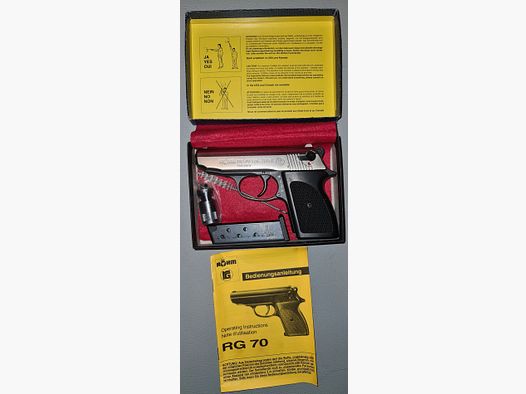 RÖHM RG 70 CROME cal. 315 K / PTB 633 / SAMMLER SCHRECKSCHUSS GAS PISTOLE SILVESTER SELBSTVERTEIDIGUNG 